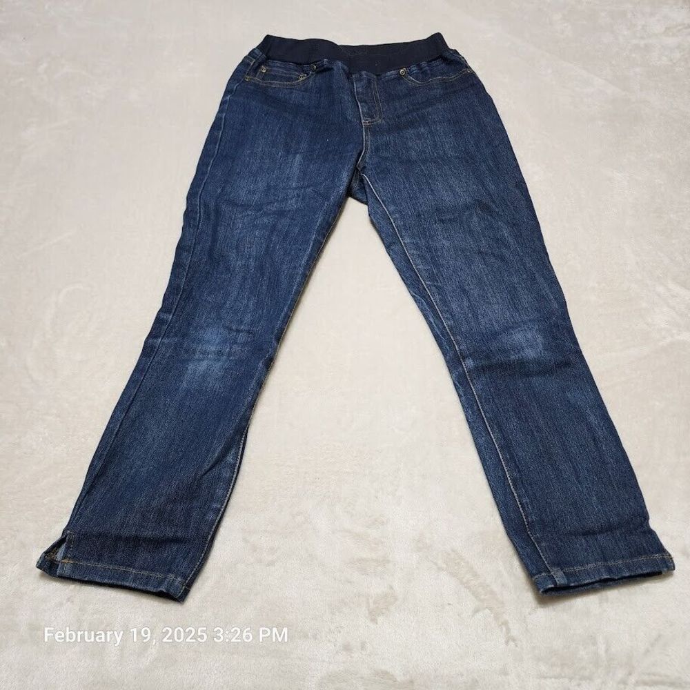 Boston Proper Jeans Women's Size 4 Blue Elastic Waist Cropped 5 Pocket Design - Picture 1 of 9